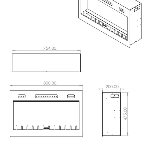 SC - 80 Elektrikli Şömine (Isıtmalı)