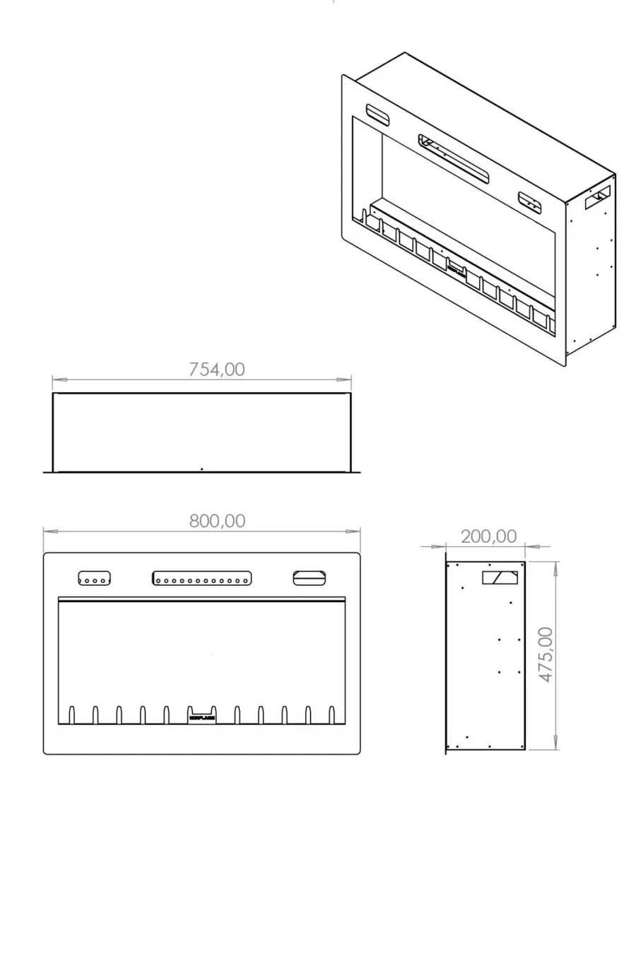 SC - 80 Elektrikli Şömine (Isıtmalı)